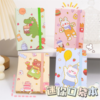 Carnet de notes/agenda de poche en cuir/PVC à spirale, motif dessin animé mignon, format étudiant, 7,5x10,5 cm, 80 feuilles imprimées, vente en gros