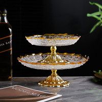 Phnom Penh glazen fruitplateau met stevige metalen voet, duurzaam dienblad voor desserts, geschikt voor thuis, hotel, decoratief middelpunt.