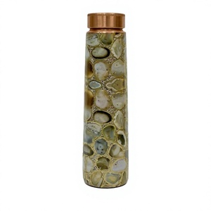 Bouteille d'eau portable de luxe incassable en cuivre 185g avec logo personnalisé, paille et poignée pour usage domestique - Product Image 4