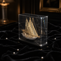 Trophée bateau en métal doré Hitop Design avec logo personnalisé, modèle de navire, artisanat métallique, trophée en métal pour cadeau d'affaires