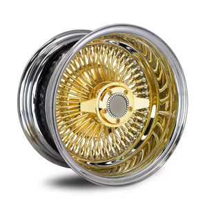 Nueva Llanta de Acero Cromada de 13-<span class=keywords><strong>14</strong></span> Pulgadas con Borde Dorado y 72 Radios, Diseño Cóncavo Profundo Invertido, Llanta Giratoria - Product Image 4