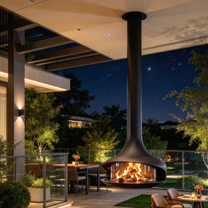 Caminetto Sospeso a Soffitto Multimisura Opzionale, Riscaldatore a Combustione di Legna e <span class=keywords><strong>Bioetanolo</strong></span> per Decorazione Terrazza - Product Image 1
