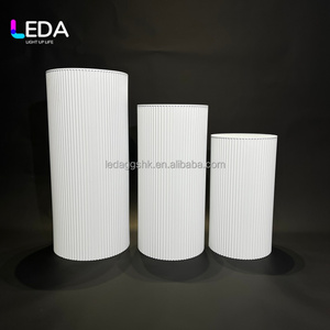 LEDA Modern Wedding Decoration <b>Set</b> of 3 White Metal Plinth Pedestal <b>Cake</b> <b>Stand</b> for Events Decor - Product Image 2