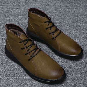 Nueva llegada de gran tamaño botas de cuero genuino para los hombres Oxfords de invierno con cierre antideslizante altura del tobillo - Product Image 5