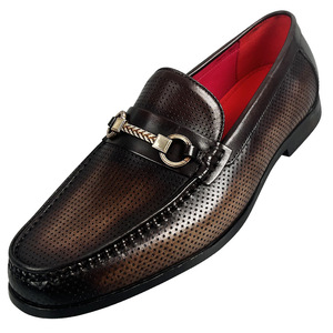Men's Summer Leather Loafers Round Toe Breathable Slip-On With Buckle <b>Decoration</b> Solid Color Casual Business <b>Shoes</b> - Product Image 5