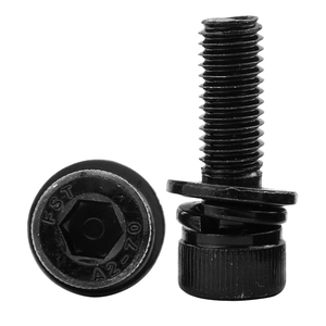 10sets/bag Black 12.9 Grade Steel Hexagon Socket Cap Head Sems Screw Assembly <b>M2</b> <b>M2</b>.5 M3 Allen Head <b>Bolt</b> with Flat Split - Product Image 1