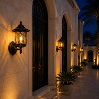 Lanterne murale extérieure classique avec cadre en treillis diamanté pour l'éclairage des jardins de villas