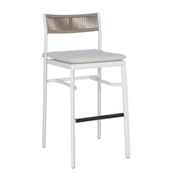 Tabouret de bar extérieur en aluminium à tressage vertical, chaise haute moderne pour patio avec coussin résistant à l'eau