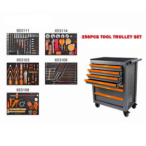 مجموعة أدوات يدوية احترافية جديدة مكونة من 258 قطعة، عربة أدوات فولاذية معزولة VDE بـ 7 أدراج وأرجل قابلة للتعديل، مقاس 54×68 سم - Product Image 2