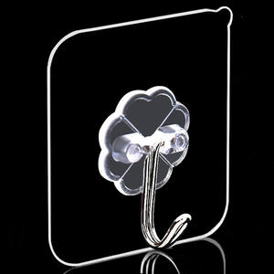 Crochet adhésif transparent moderne amovible pour fixation murale, idéal pour le rangement dans la salle de bain, crochet simple au design transparent - Product Image 1