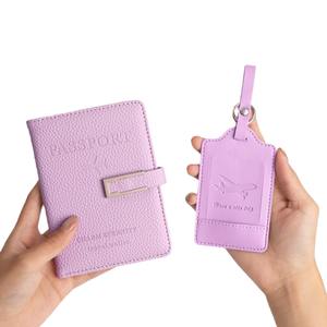 Porte-passeport couverture portefeuille voyage essentiel RFID bloquant carte en cuir passeport Clip étiquette de bagage ensemble pour femmes hommes - Product Image 4