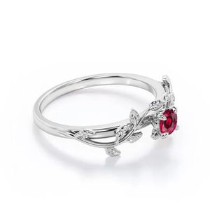 Bague de fiançailles en rubis créé en laboratoire, argent sterling 925 plaqué or 14 carats, sertie de griffes, 0,50 carat, classique, certifiée, élégante - Product Image 6