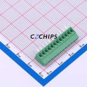 MX128-2.54-12P-GN01-Cu-Y-A Screw Terminal Block Through hole Component (THT),P=2.54mm Connector 1x12P 2.54mm Green Through Hole - Product Image 1