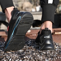 Chaussures de sécurité unisexes de marque tendance, anti-perforation, à embout en acier, de haute qualité, populaires pour le sport, utilisation en usine, toute l'année, printemps, automne