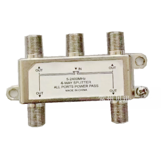 4 Ways 5-2400MHz 4 Port F Splitter for Coax Cable HDTV Satellite Indoor Splitter 4-way Satellite Catv Indoor Splitter
