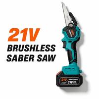Scie sauteuse sans fil professionnelle 21V sans balais, kit de scie sabre haute vitesse 3000SPM avec 15 lames pour le bois et le métal