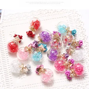 wholesale rose flower glass ball rhinestone earrings clear crystal ball earrings daily earing