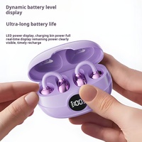 Écouteurs TWS à clip d'oreille, vente en gros Chine, affichage LED, logo personnalisé, numériques, électroplaqués, étanches IPX4, base de charge 200 mAh