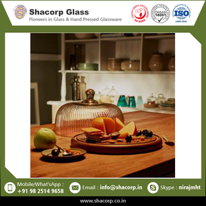 ฝาครอบกระจกใสโดม Cloche ระเบิดด้วยมือตกแต่งขนาดที่กําหนดเองพร้อมฐานไม้ - Product Image 3