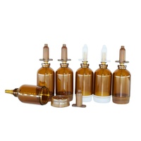 Flacon cosmétique en verre ambré personnalisé pour ampoules, 5ml, 10ml, 15ml, avec fond en silicone, pour sérum et essence cutanée