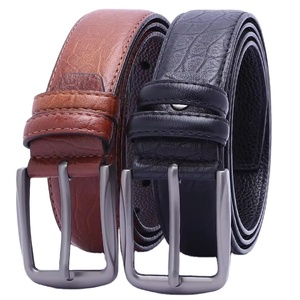 Sabuk Kulit Kasual Pria Model Cowboy dengan Gesper Pin, Kulit PU Bertekstur Butiran, Gesper Paduan Logam, Sabuk Jeans - Product Image 1