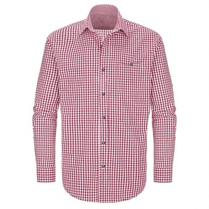 Festival de la bière traditionnel allemand, chemise à carreaux rouge et blanc pour hommes adultes bavarois, manches longues, 100% coton - Product Image 1