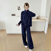 Ensemble deux pièces en tricot élégant et haut de gamme pour femme, nouvelle collection automne-hiver, tenue décontractée chic et unique, style transfrontalier