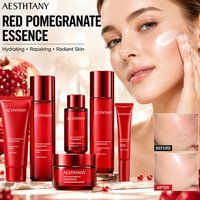 AESTHTANY Kit de Cuidado Facial Coreano de Marca Privada con Granada Roja, Vitamina C y Niacinamida, Suero Facial y Crema para Ojos