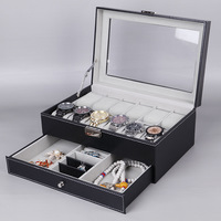 Boîte de rangement de luxe pour montres en cuir PU, doublure en velours, taille personnalisable, design avec fenêtre transparente, logo en relief Sunny World