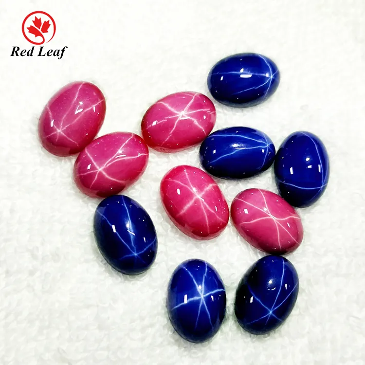 Redleaf jewelry 8*10mm star ruby and star sapphire hot selling oval gem