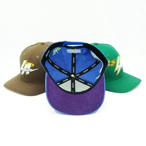 Cotton Twill 6 Panel Hat Suede Fabric Under Brim Baseball Cap Custom Embroidery Logo For Men