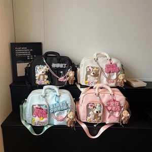 Bolso de hombro personalizado con estampado de dibujos animados kawaii, ventana transparente y decoración de peluche, bolso de mano de moda para mujer - Product Image 2