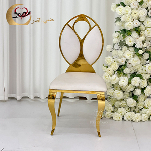 Silla de Hotel Moderna de Terciopelo Blanco con Patas Doradas Tipo Sable, Respaldo Abierto, Muebles Comerciales Contemporáneos para Interiores - Product Image 1