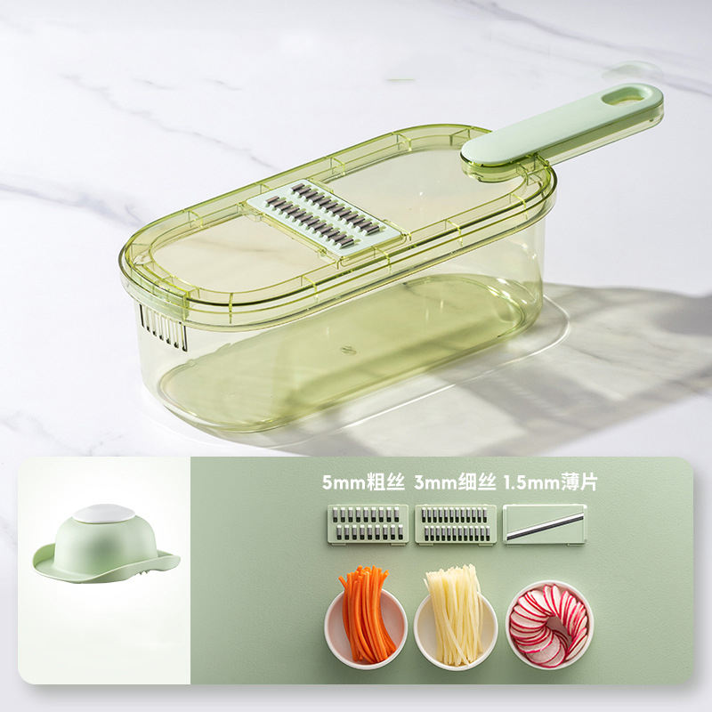 Verde transparente + contenedor + 3 cuchillas