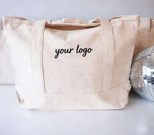 Factory Customizable 12oz Thick Canvas Women's Shopping Tote Bags Durable Recyclable with Letter Pattern for Advertising - Product Image 1