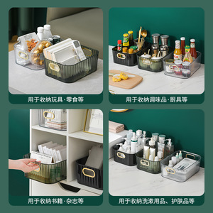 Bandejas de Almacenamiento Rectangulares de Acrílico Transparente y Verde con Asas Doradas para Baño, Escritorio, Organización de Productos de Cuidado de la Piel y Cosméticos - Product Image 4