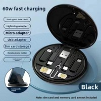 Kit d'organisation de câbles de charge rapide 60W, étui de voyage, boîte de rangement multi-chargeurs USB-C sans miroir