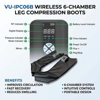 Appareil de massage par compression d'air à 6 chambres VU Wireless 6, système de bottes de compression pour la thérapie par compression des jambes, pour la récupération des athlètes