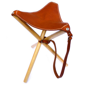 Outdoor camping triangular <b>stool</b>, solid wood fishing <b>stool</b>, retro cowhide <b>folding</b> <b>stool</b>, <b>folding</b> chair - Product Image 1