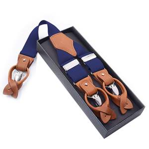 Bretelles en cuir ajustables à <span class=keywords><strong>6</strong></span> clips pour hommes Bretelles unisexes pour pantalons décontractés Accessoires de mariage Bretelles à mousqueton pour adultes - Product Image 5