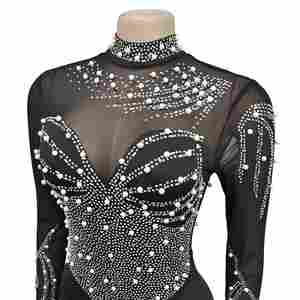 Vestido de Fiesta de Lujo de Marca Famosa con Bordado de Diseñador, de Gasa con Pedrería, Manga Larga, para Mujer - Product Image 6