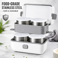 Boîte à lunch électrique multifonction en acier inoxydable 200W, chauffe-plats portable pour adultes, usage domestique et commercial, amovible