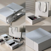 Boîte d'emballage carrée personnalisée en carton blanc pour bijoux, avec couvercle et base, doublure en velours mat, motif ciel étoilé, pour bagues et colliers, cadeaux UV recyclés