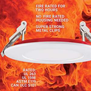 Luz empotrada LED con clasificación de fuego de 4 pulgadas y 2 horas, ETL, 5 colores seleccionables, 9W, regulable, ultrafino, sin tarjeta, oblea, panel delgado, luz descendente - Product Image 5