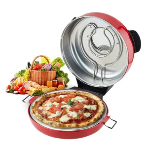 Oven pizza 12 inci 1200w, peralatan dapur rumah meja keramik multifungsi pembuat pizza per