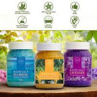 Label pribadi bunga dan garam mandi rendam alami pelangi garam mandi Lavender organik
