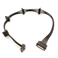 Câble séparateur de connecteur d'alimentation SATA 15 broches mâle vers 5 SATA 15 broches femelle, couleur noire, pour disque dur