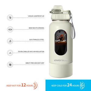 Botella de agua de bebida de acero inoxidable con aislamiento libre de Bpa Frasco de Vacío Térmico Caliente y frío con logotipo abierto con solo un <span class=keywords><strong>pulgar</strong></span> - Product Image 4
