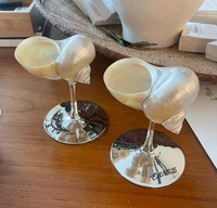 Verres à vin en coquillage argenté, écologiques, faits à la main, style bohème, verres à martini en coquillage pour enterrement de vie de jeune fille, ensemble populaire 2025