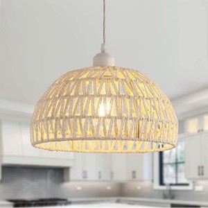 Lámpara Colgante de Techo Grande de Acero Inoxidable con Pantalla de Ratán y LED E26, Luz Blanca, para Sala de Estar, AC 85-265V, con Control Remoto - Product Image 6